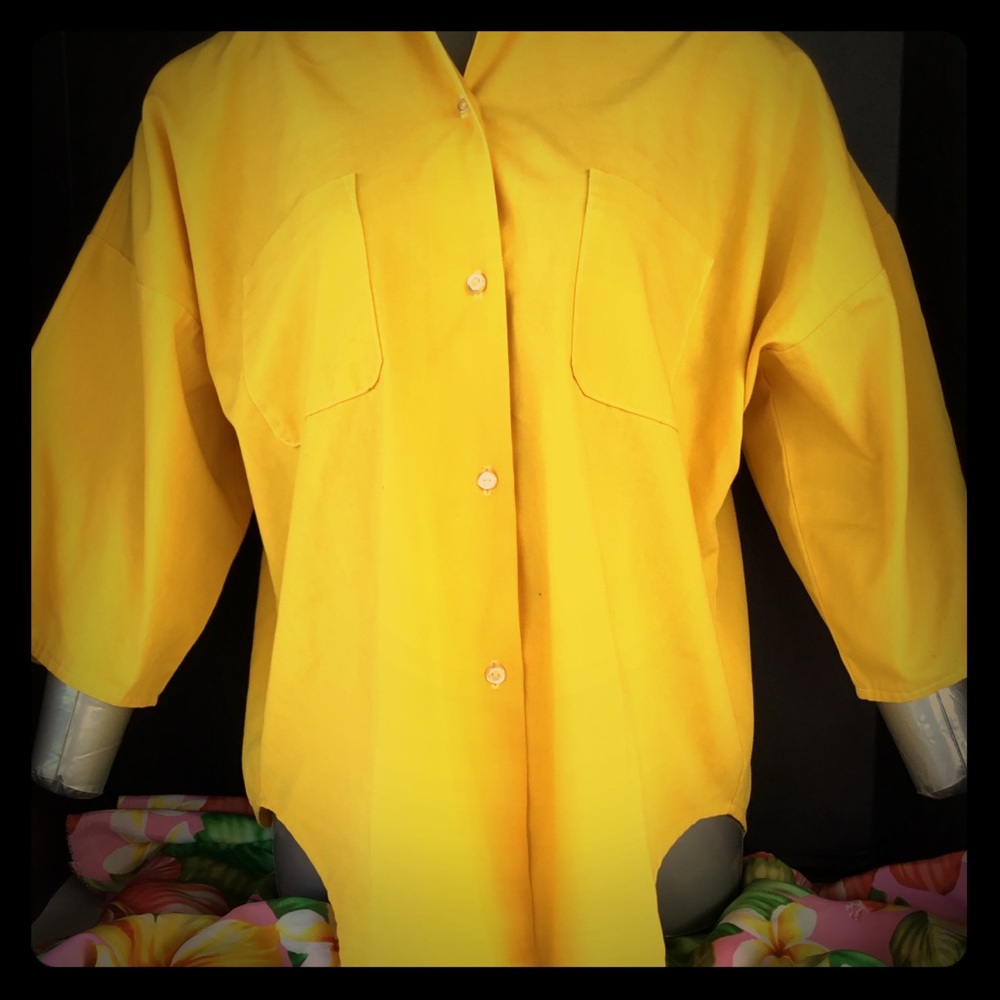 Yellow button up blouse